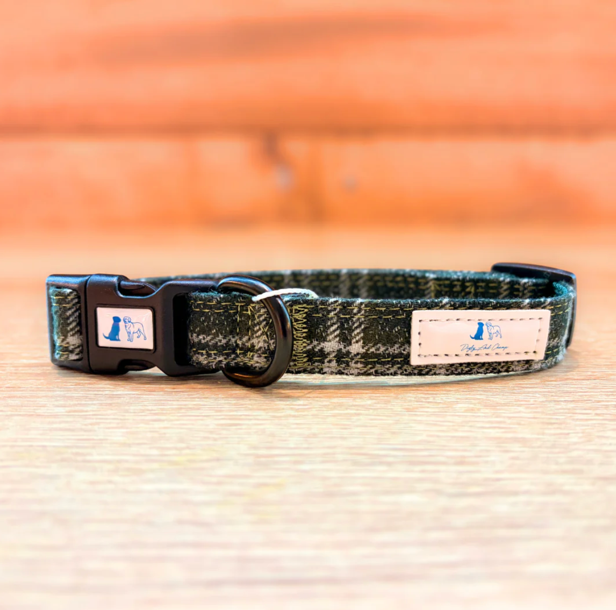 Digby And Champ Green Tartan Tweed Adjustable Dog Collar