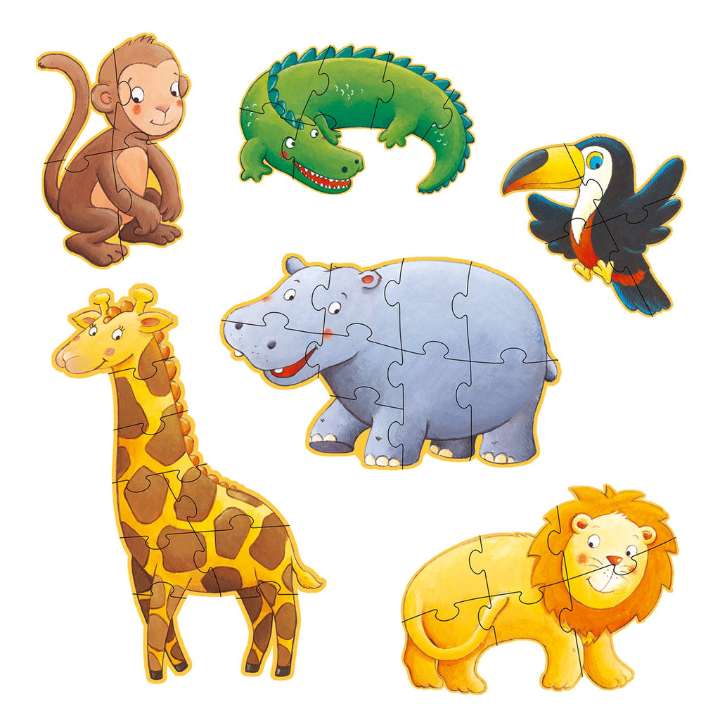 Djeco Marmoset & Friends 6 Animal-Shaped Puzzles 4, 6, 9 Pcs