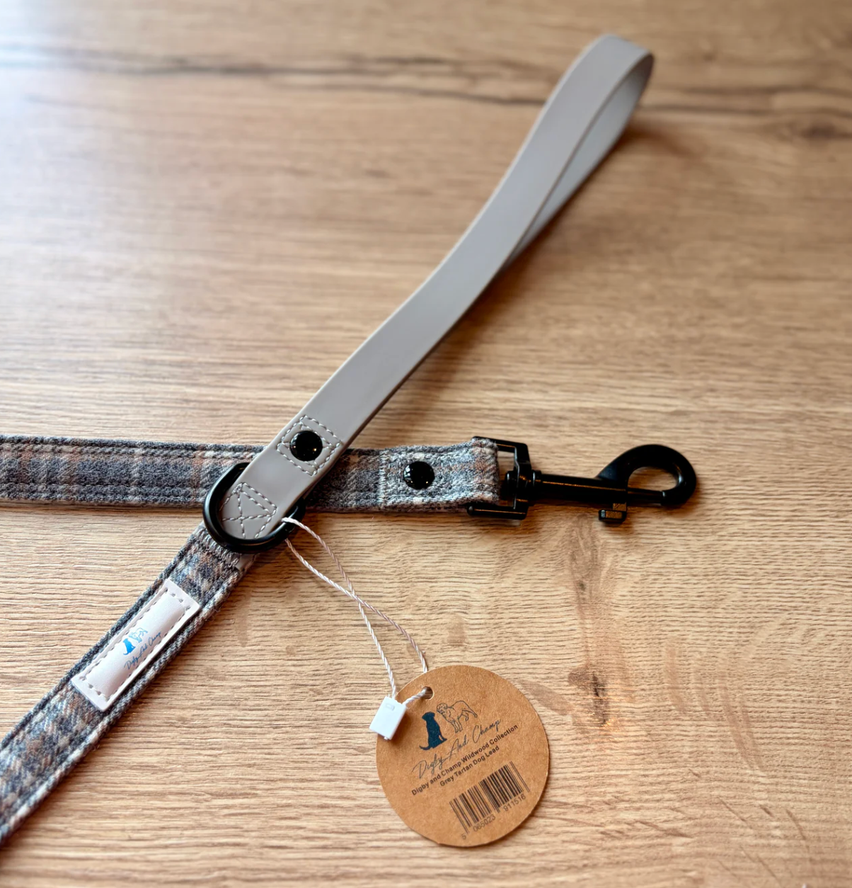 Digby And Champ Grey Tartan Dog Lead