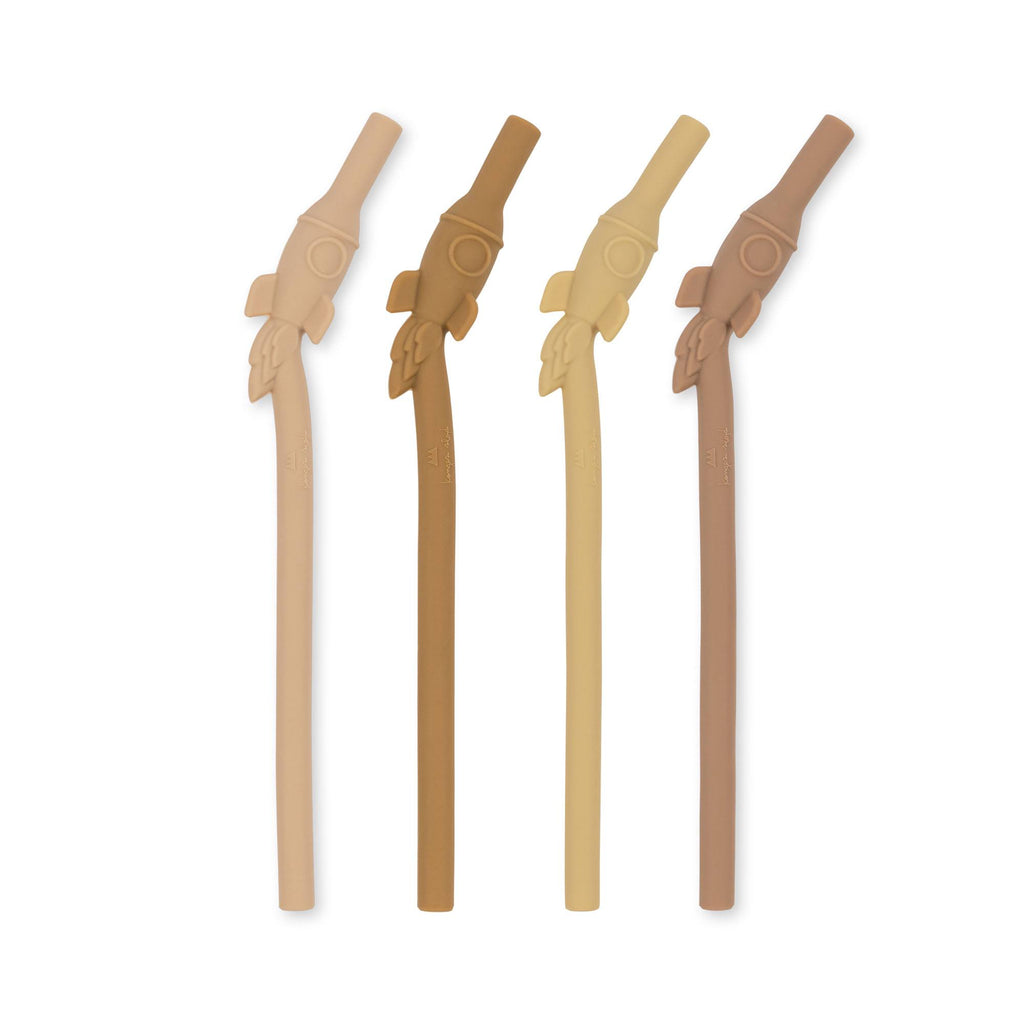 Konges Slojd 4 Pack Silicone Straws Rocket