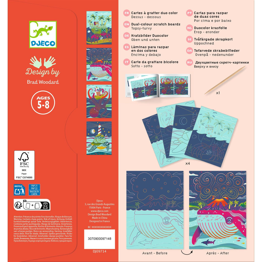 Djeco Colour Scratch Boards - Topsy Turvy