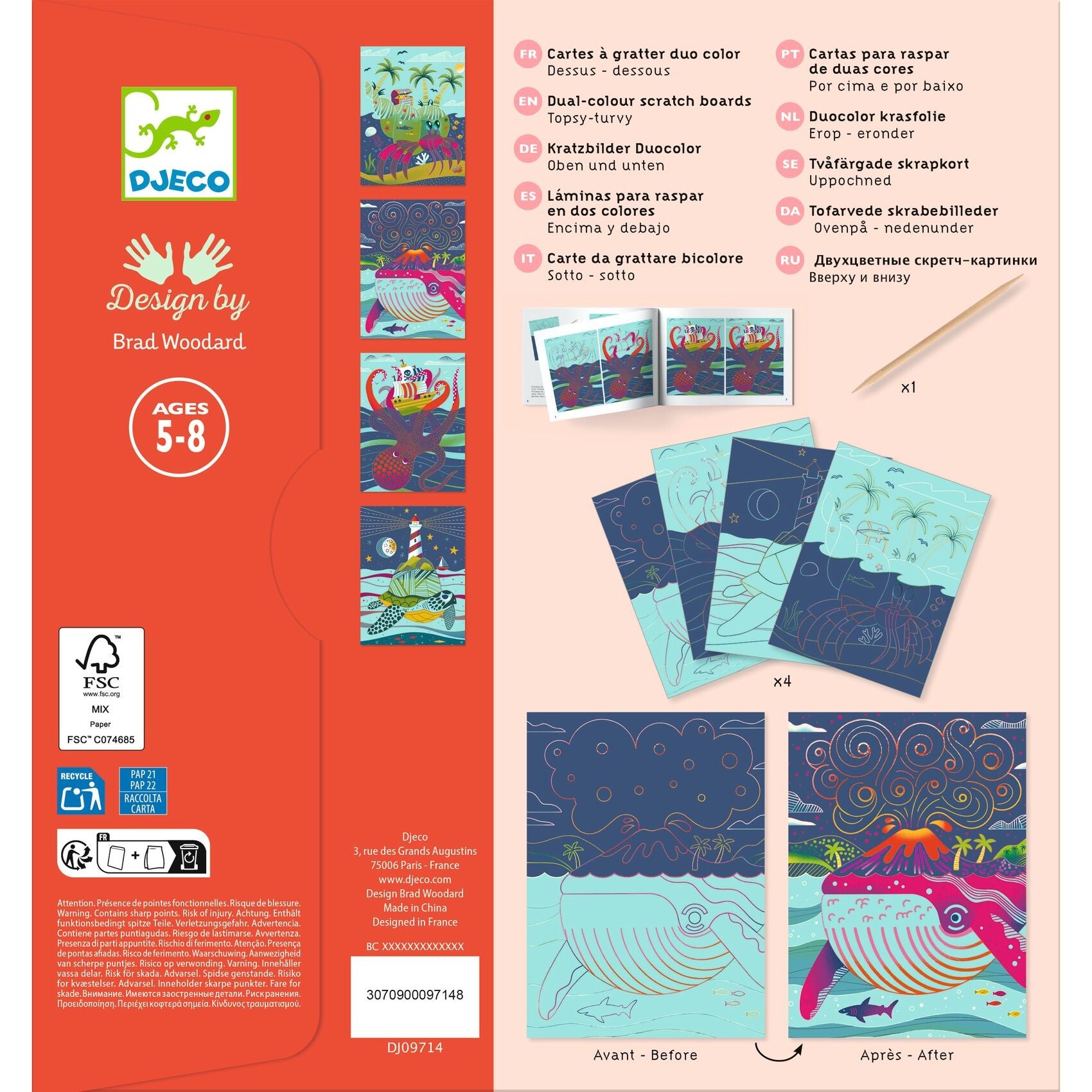 Djeco Colour Scratch Boards - Topsy Turvy
