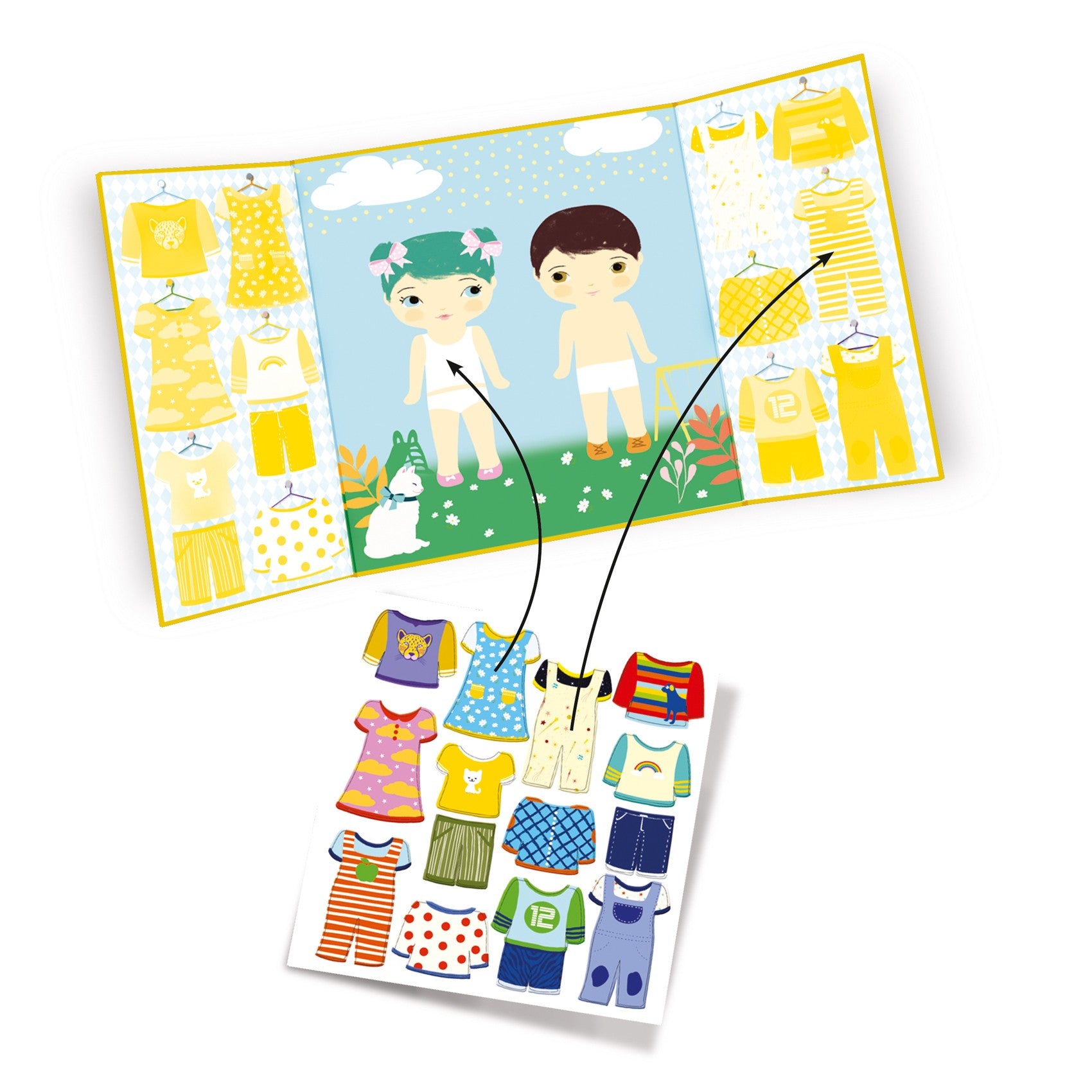 Djeco Easy To Peel Sticker Play Board - Clothes