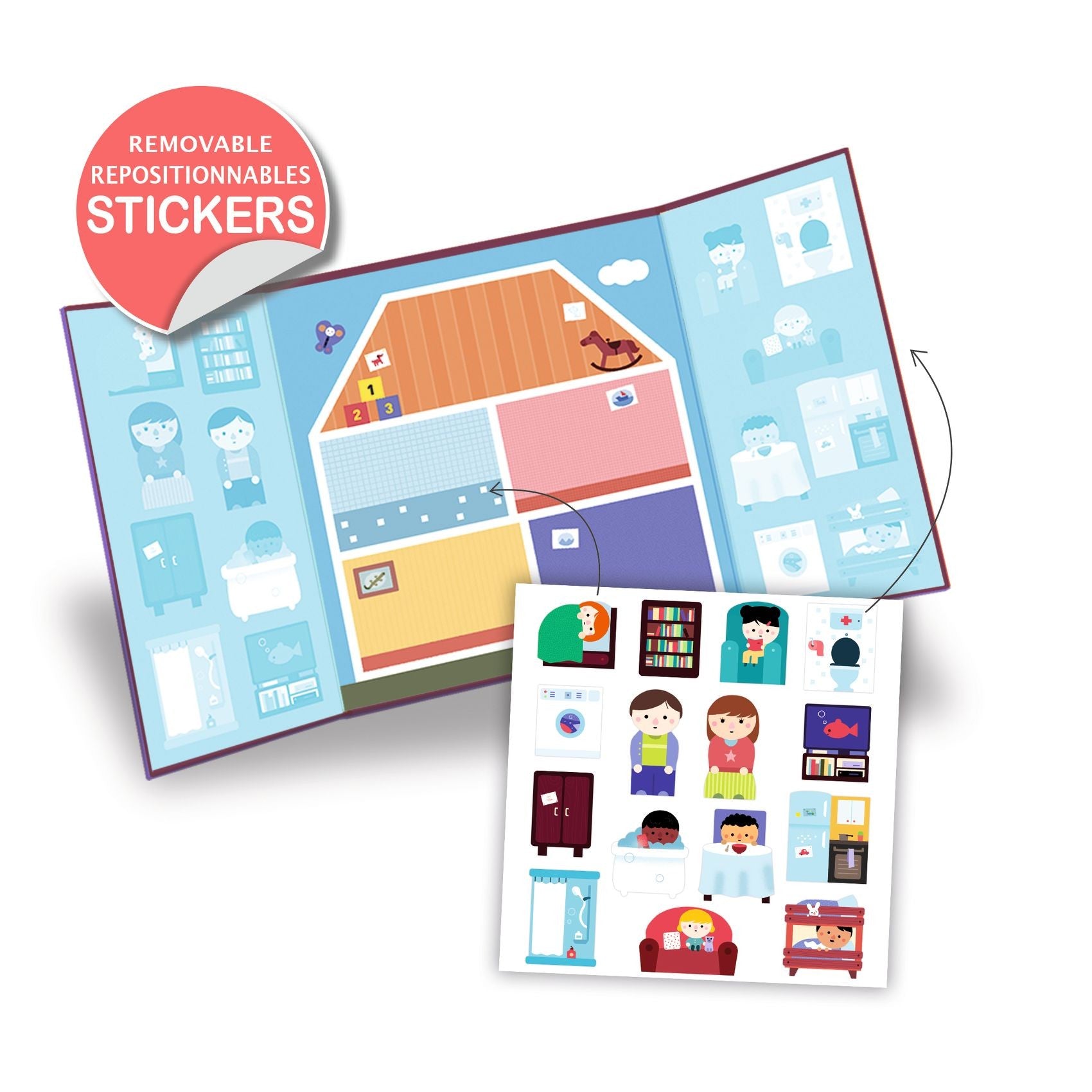 Djeco Easy To Peel Sticker Play Board - House