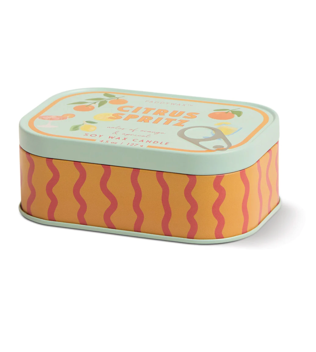 Paddywax Orange Printed Tin Candle - Orange Citrus Spritz