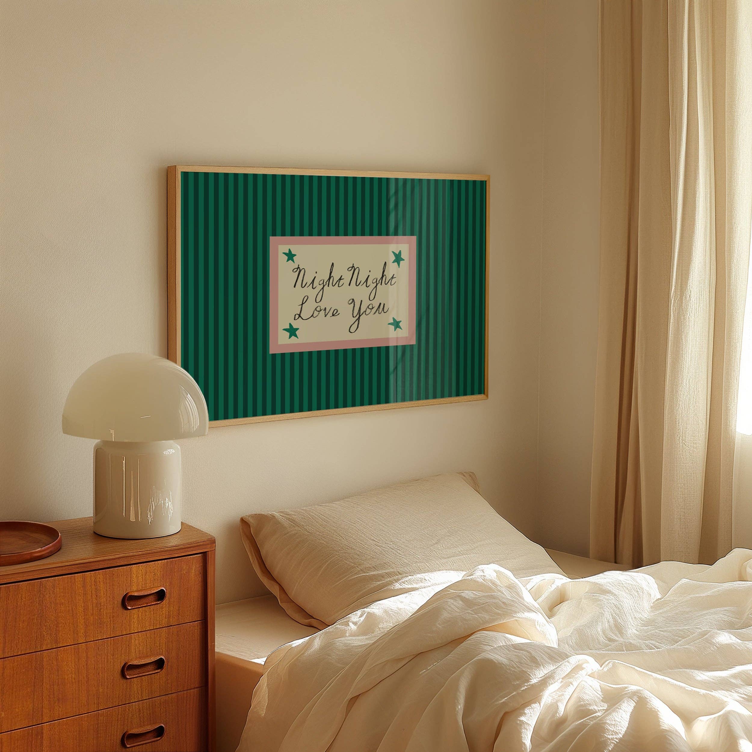Night Night Love You Striped Print