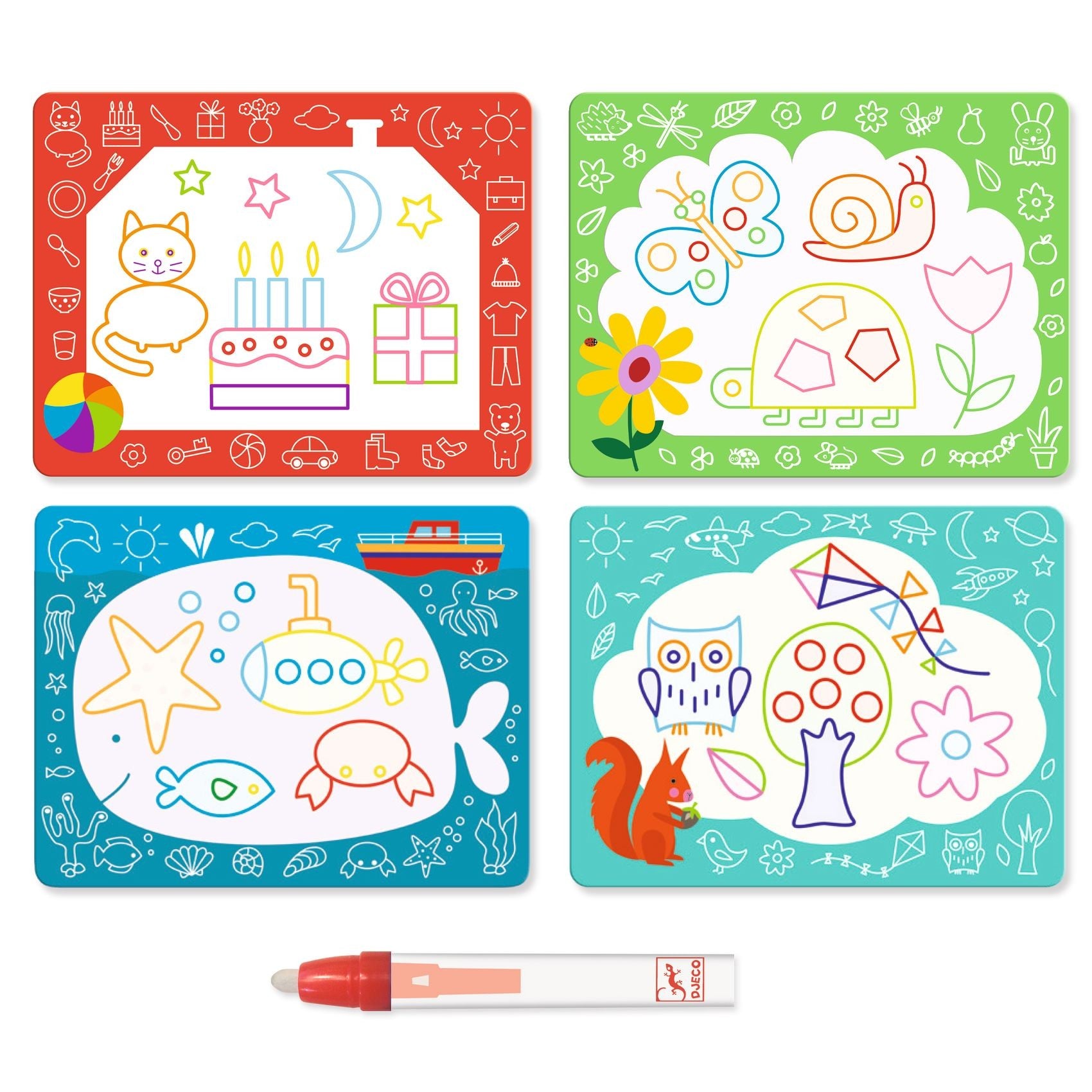 Djeco Magic Water Colouring Boards - Magic Scribbles