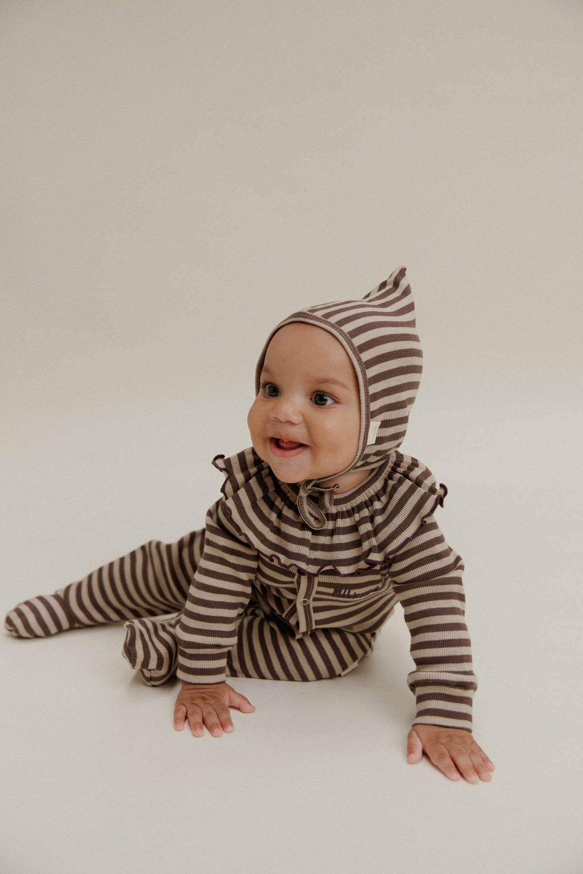 Claude & Co Milking It Acorn Stripe Onesie