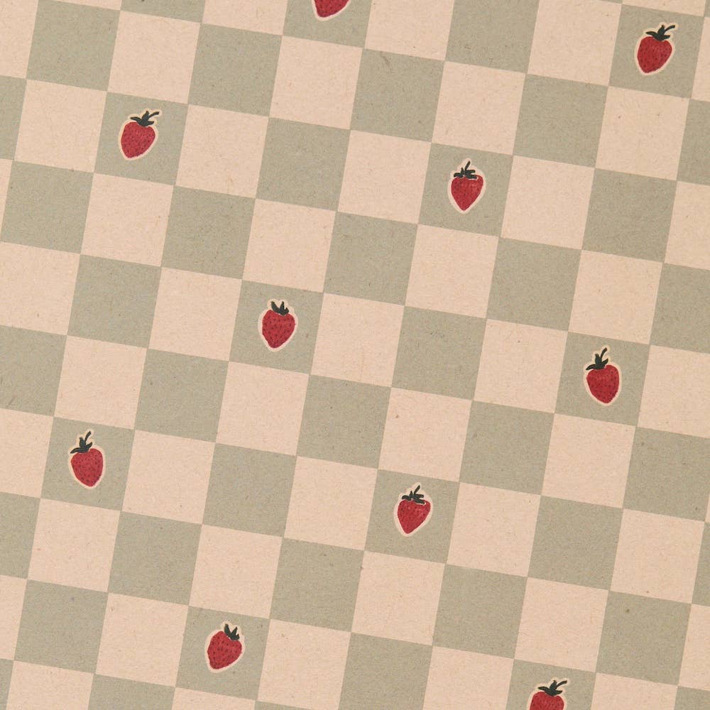 Strawberry Chequered Wrapping Paper