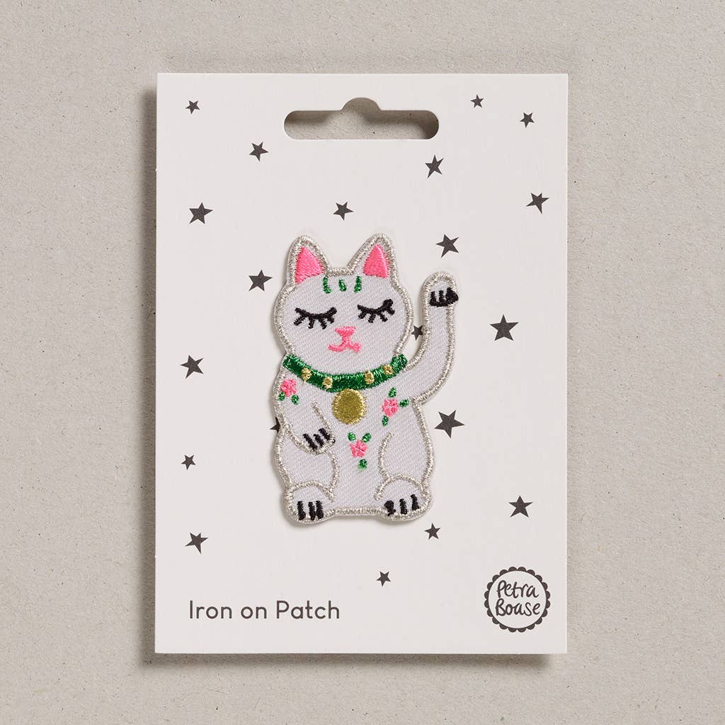 Lucky Cat Iron-On Embroidered Patch