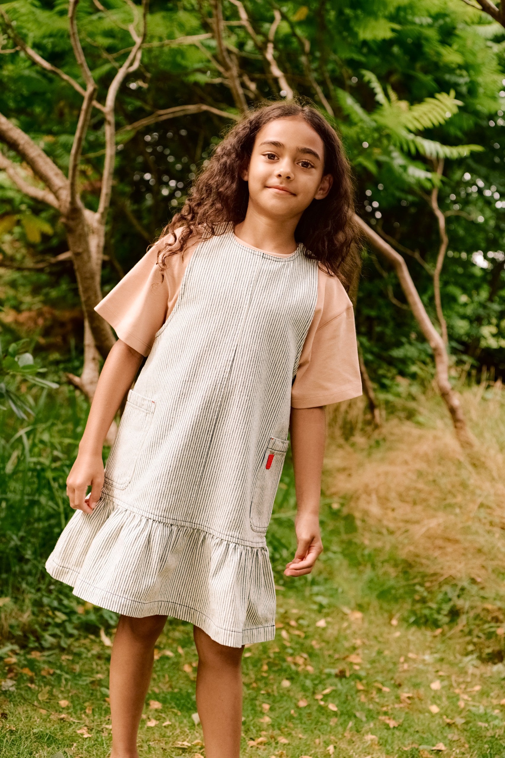 Liewood Angelica Stripe Denim Frill Dress
