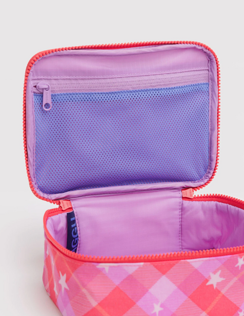 Baggu Small Cosmetic Case - Pink Star Plaid