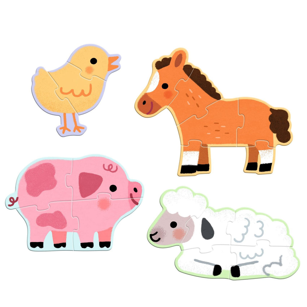 Djeco 4 Progressive Puzzles - At the Farm