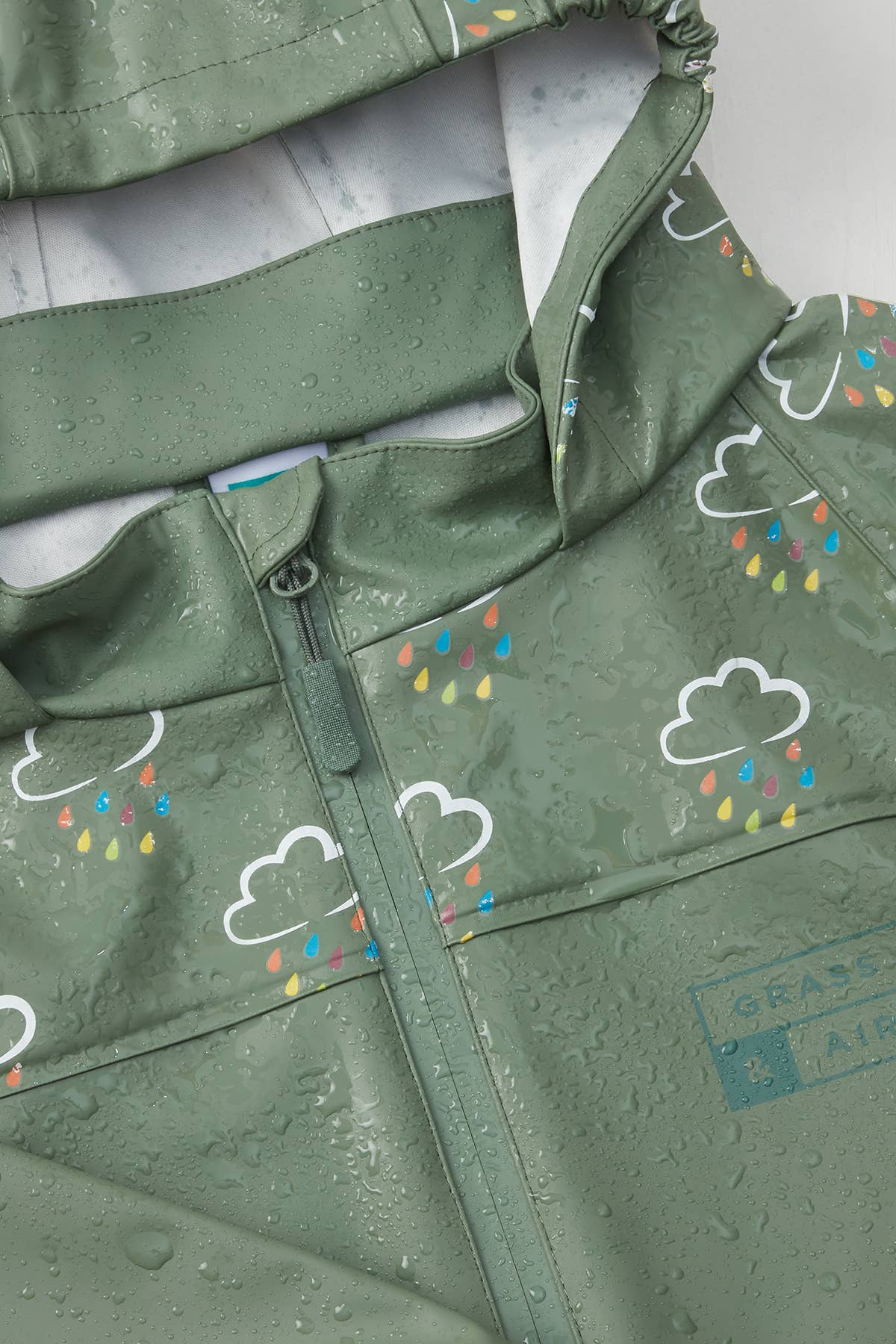Grass & Air Khaki Colour Changing Kids Rain Jacket