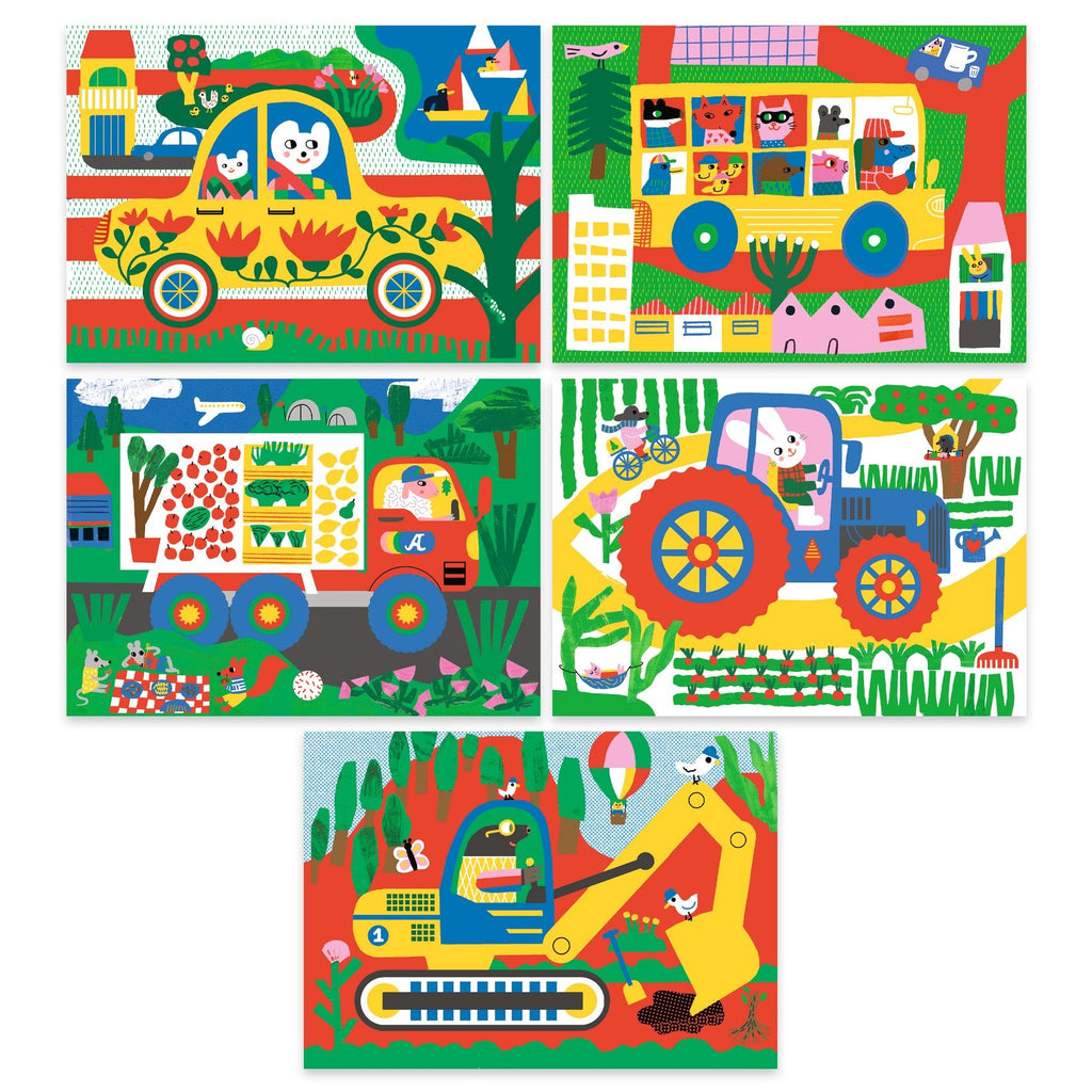 Djeco Scratch Cards, Vehicles to Discover, by DJECO - blue