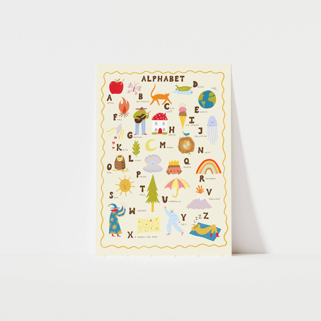 Illustrated Alphabet Art Print | Children's Wall Art | Kids