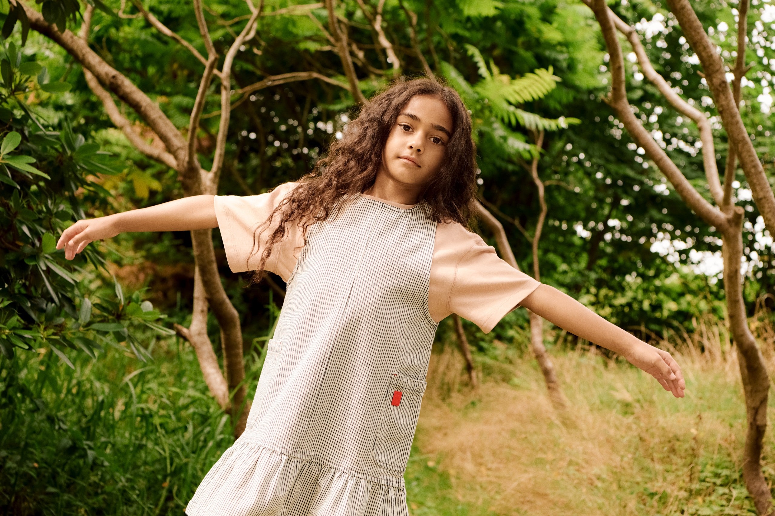 Liewood Angelica Stripe Denim Frill Dress