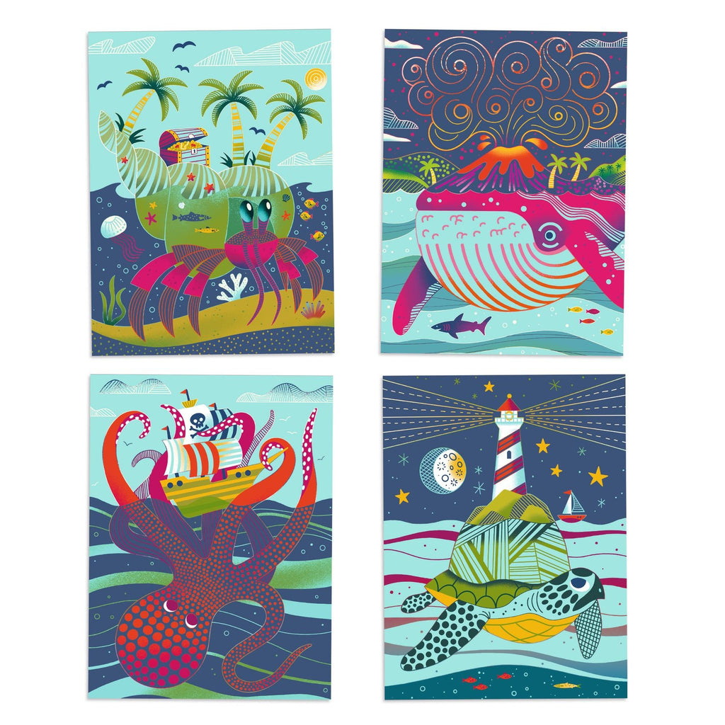 Djeco Colour Scratch Boards - Topsy Turvy