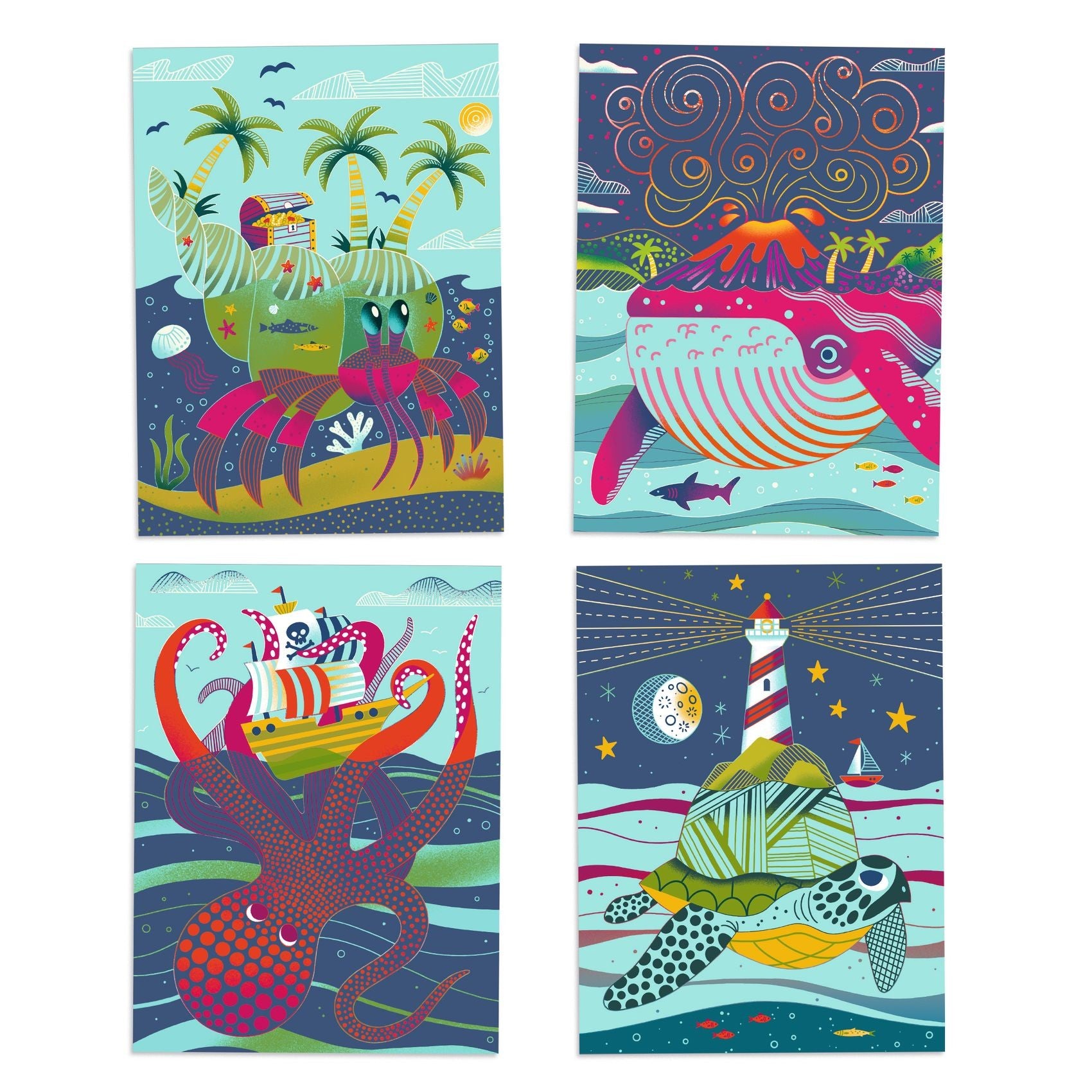 Djeco Colour Scratch Boards - Topsy Turvy