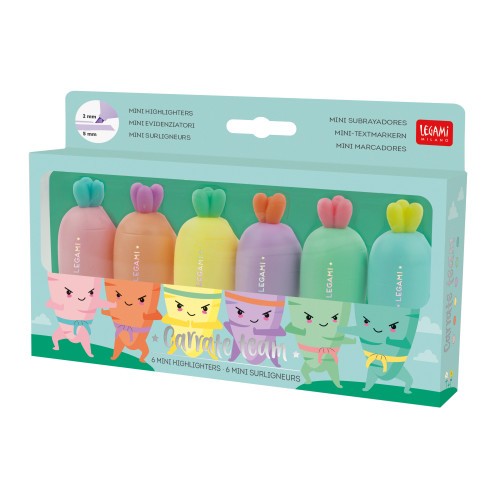 Legami Carrate Team - Set Of 6 Mini Highlighters