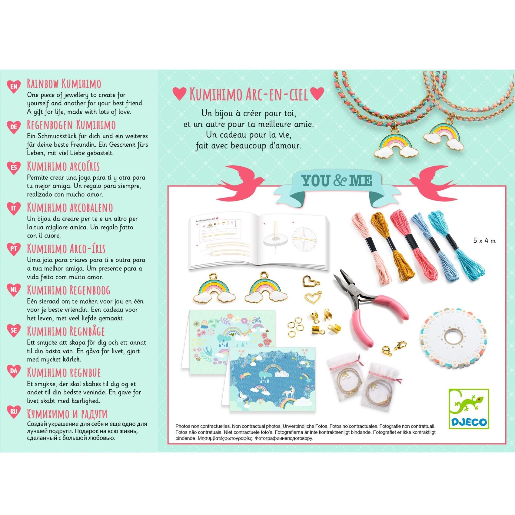 Djeco Kumihimo Rainbow You And Me Twin Bracelets Craft Kit