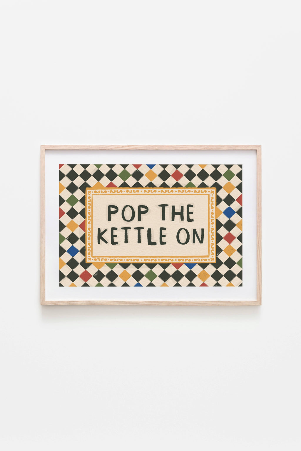 Pop The Kettle On Checkerboard Art Print