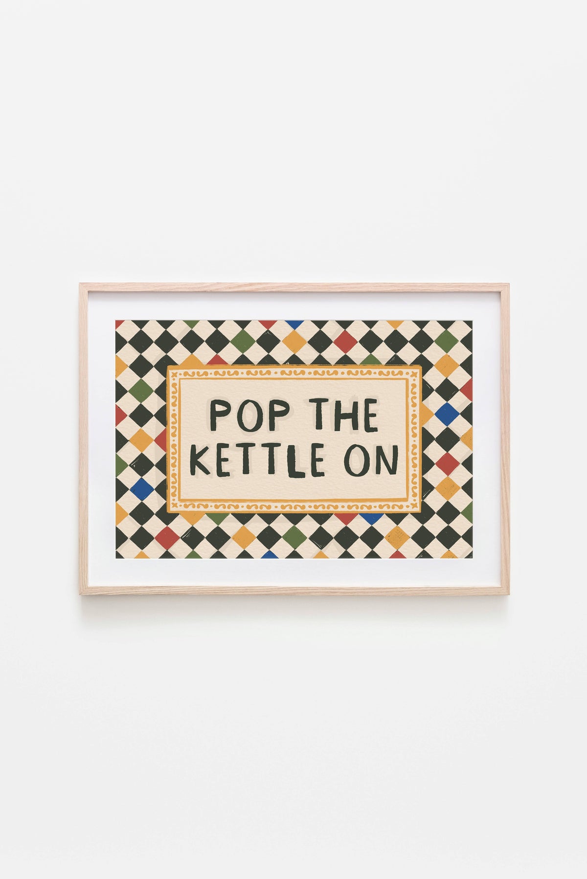 Pop The Kettle On Checkerboard Art Print