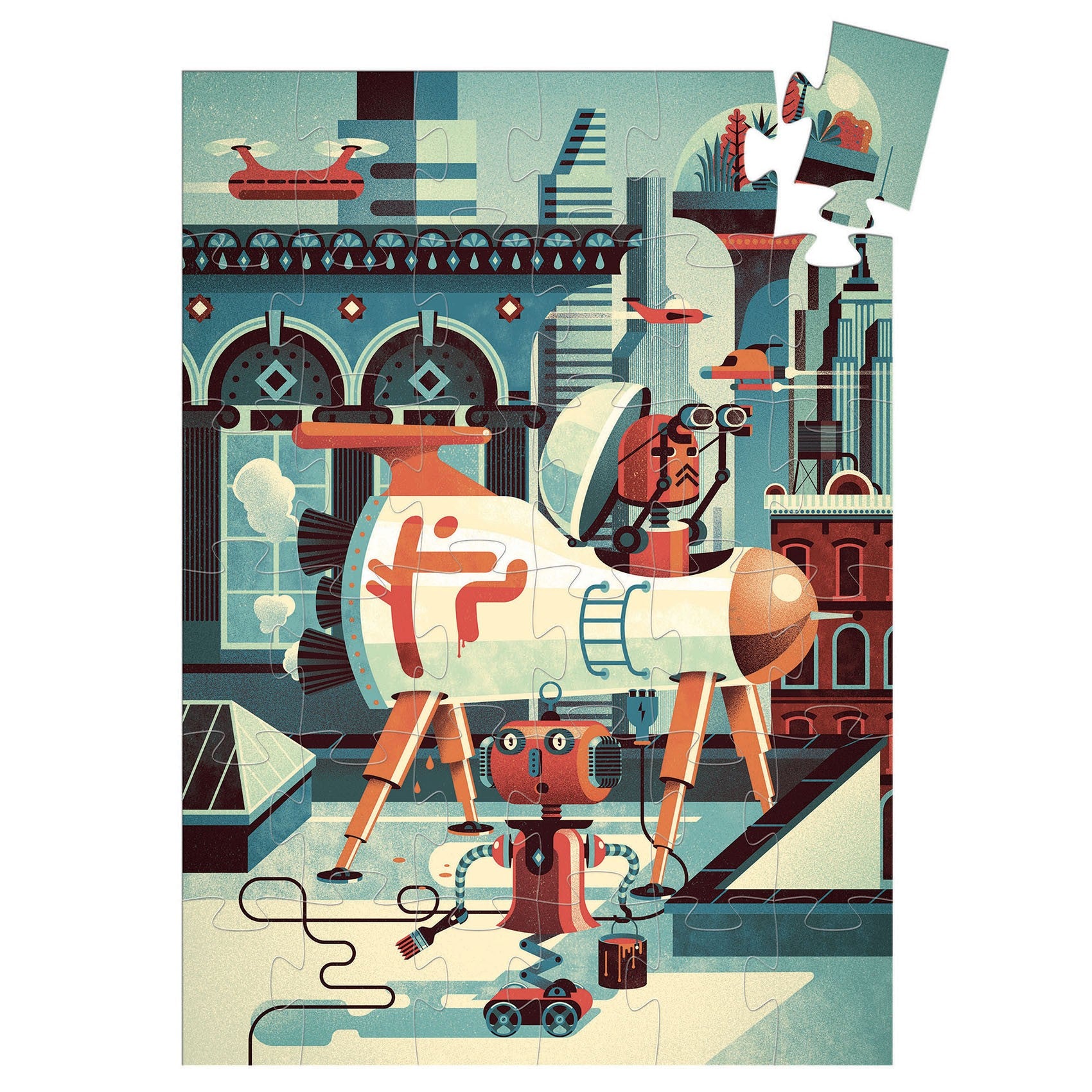 Djeco Silhouette 36 Piece Puzzle - Bob The Robot