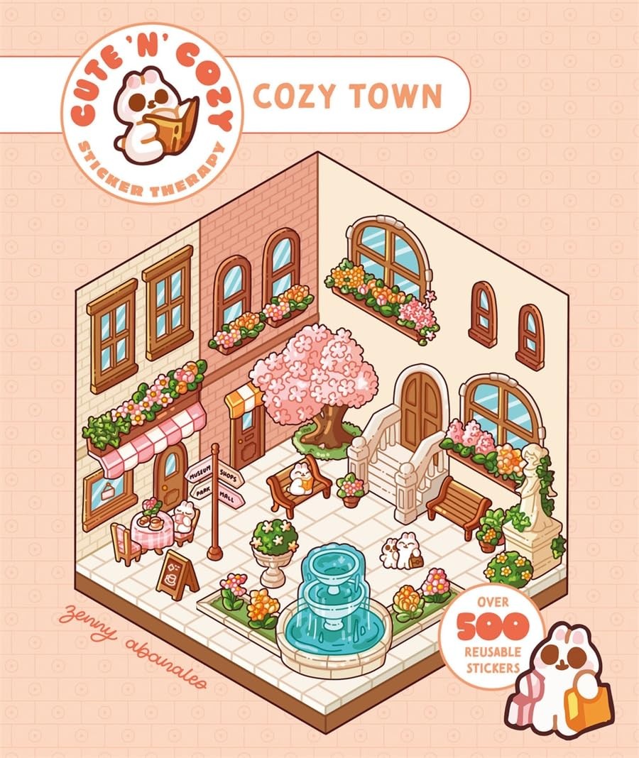 CUTE N COZY STICKER THERAPY: COZY TOWN (SKITTLEDOG) (PB)