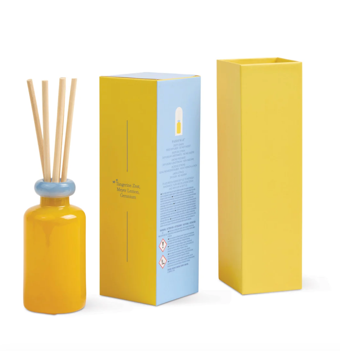 Paddywax Glass Diffuser Yellow and Blue - Zesty Lemon