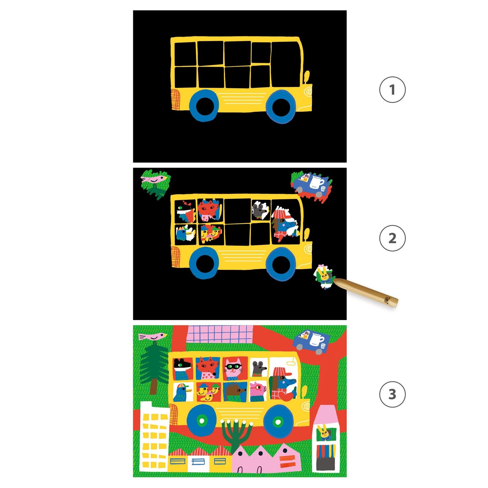 Djeco Scratch Cards, Vehicles to Discover, by DJECO - blue