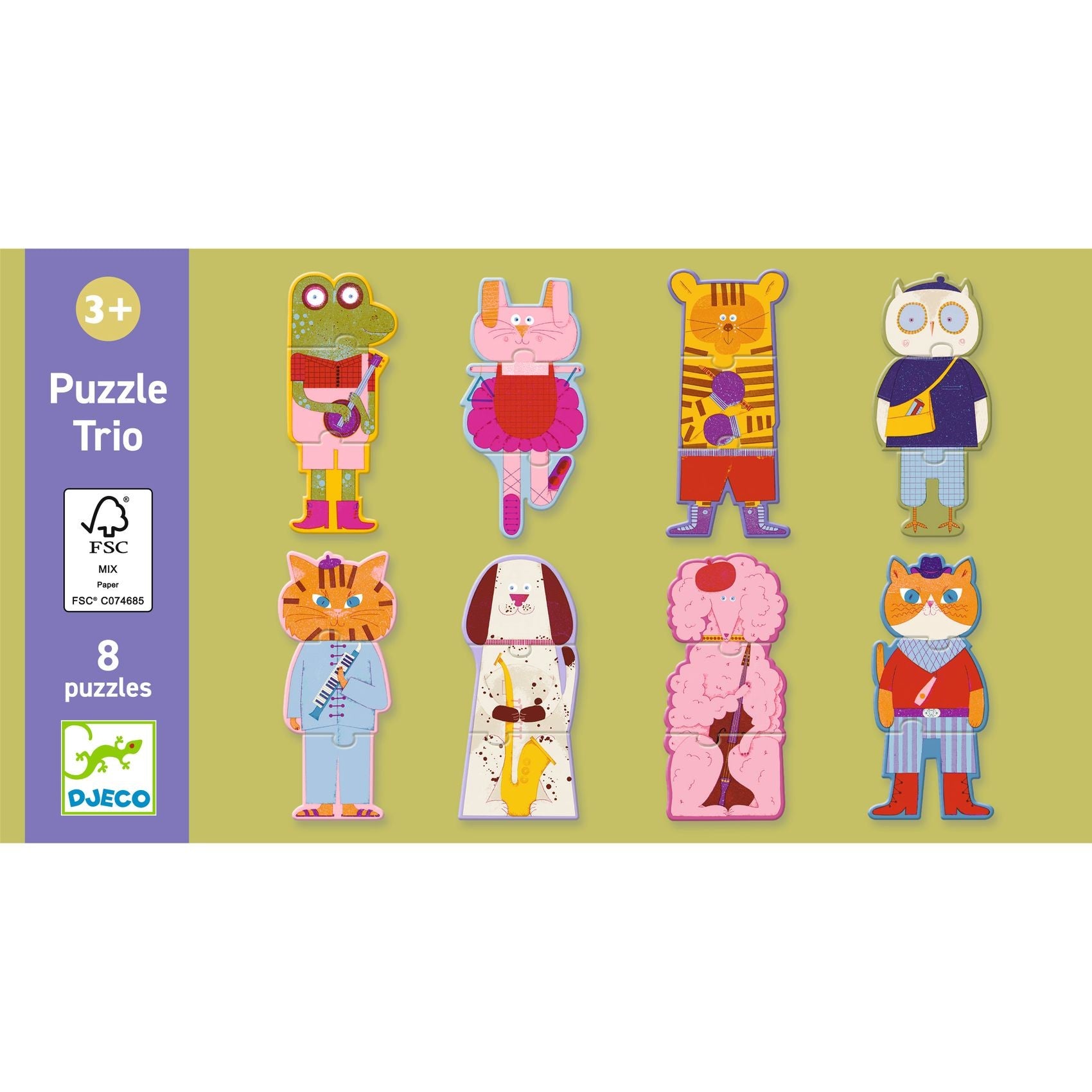 Djeco 8 Trio Puzzles - Animal Orchestra