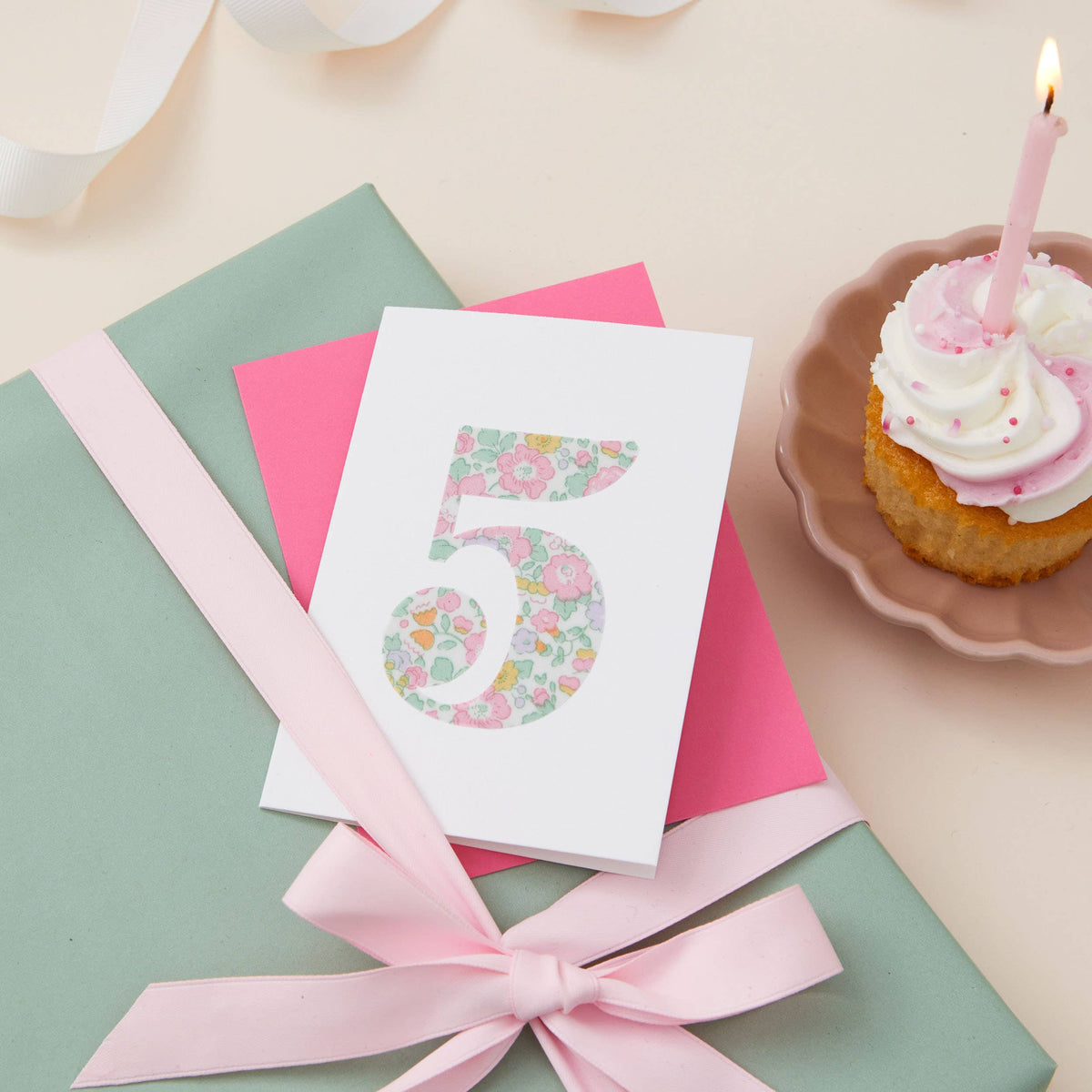 Age 5 Birthday Card | Liberty Fabric Number | A7