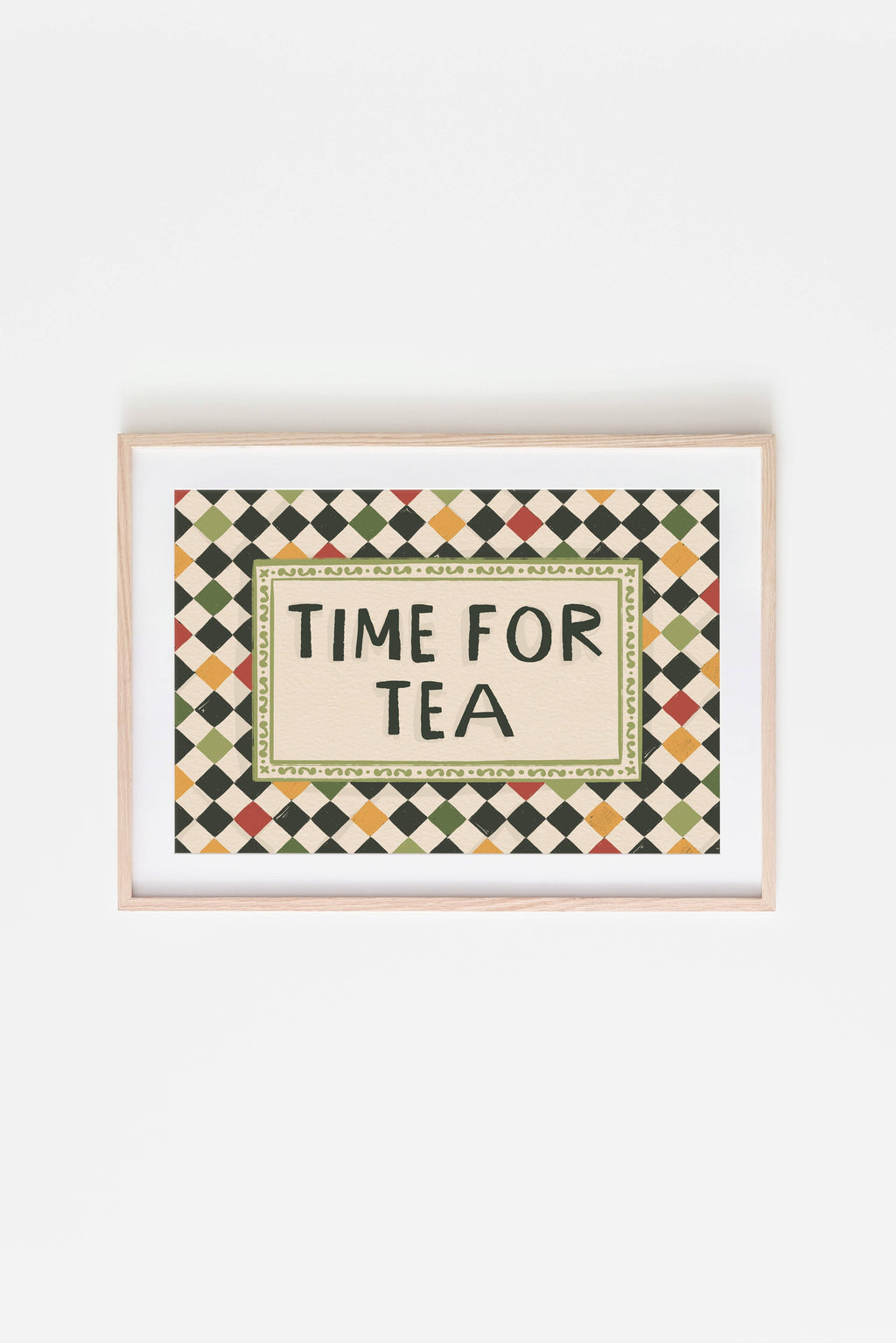 Time for Tea Checkerboard Art Print