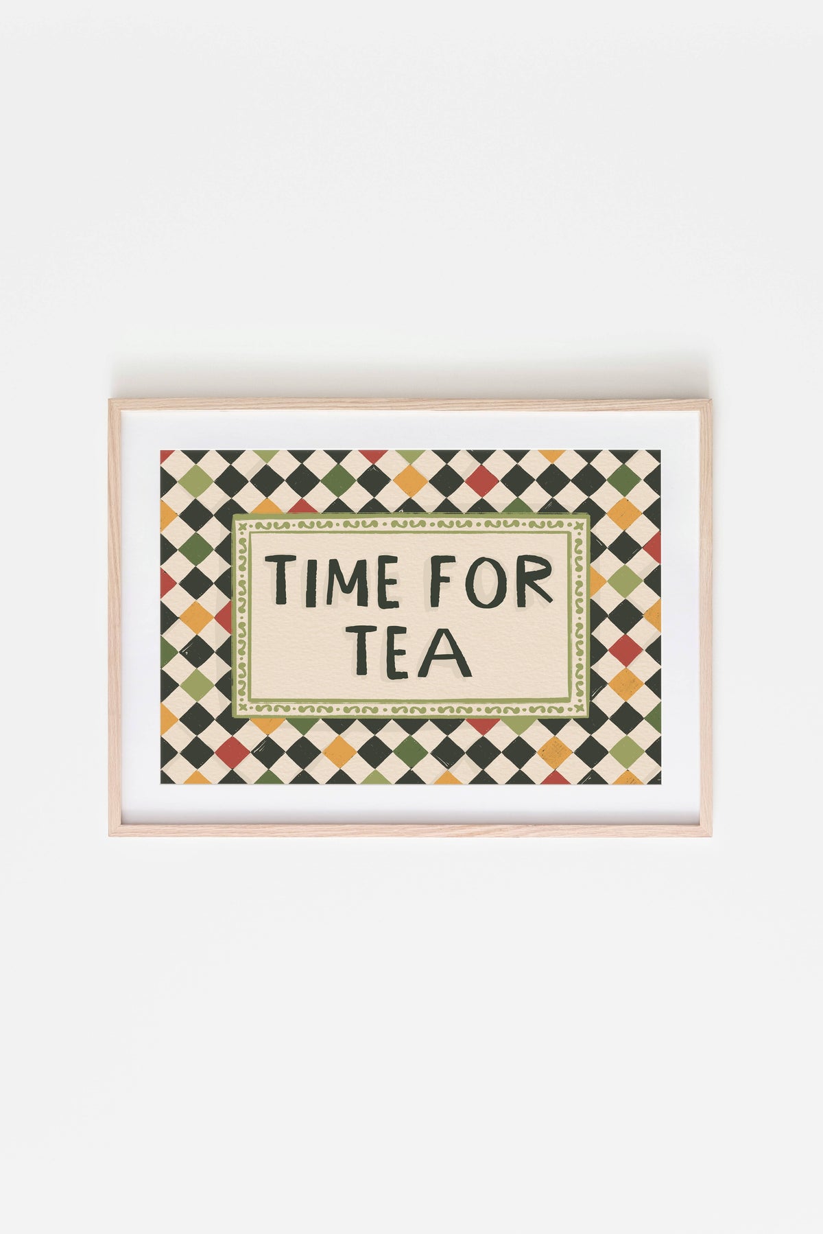 Time for Tea Checkerboard Art Print