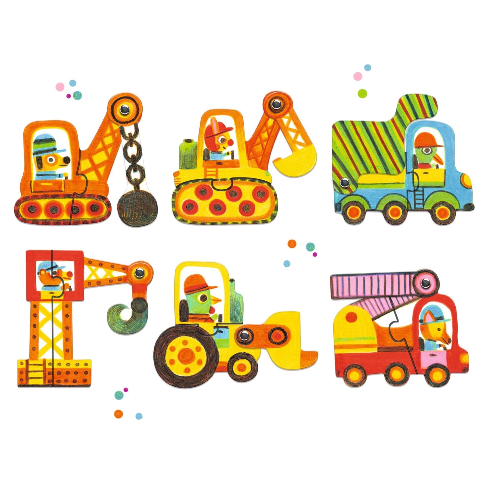 Djeco 6 Duo Puzzles - Articulo Vehicles