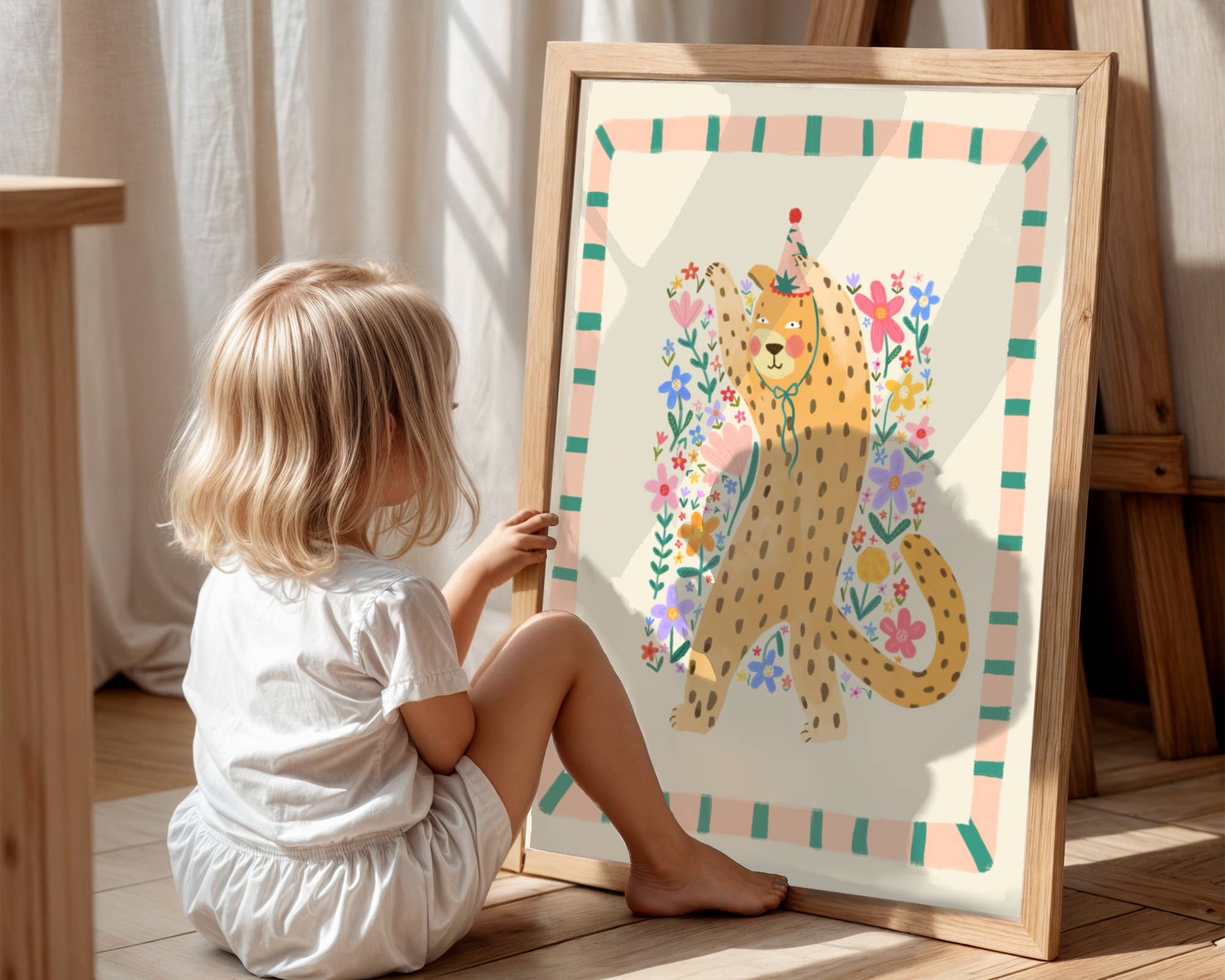 Luna Leopard, Kids Art Print, Colourful Art, Fun Art, Animal