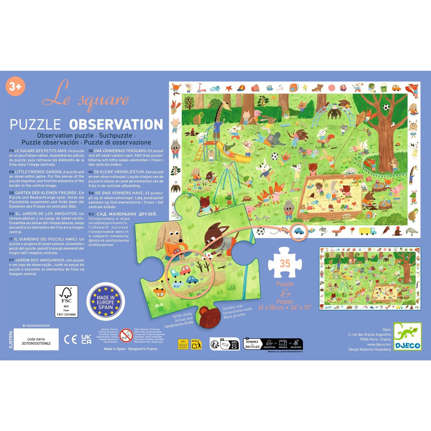 Djeco 35 Pieces Puzzle - Little Friends Garden