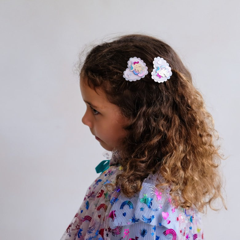 Mimi & Lula Unicorn heart salon hair clips
