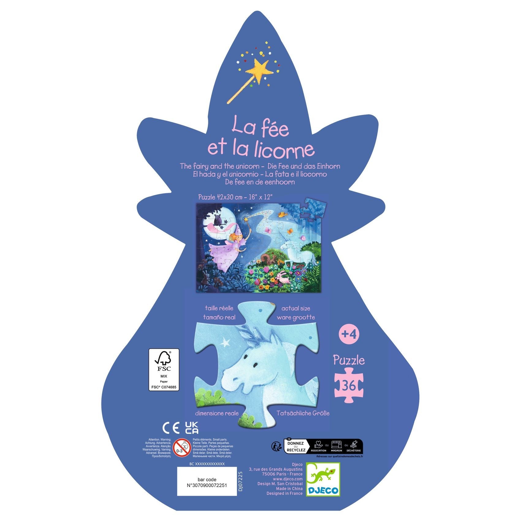 Djeco Silhouette 36 Pieces Puzzle - The Fairy and The Unicorn