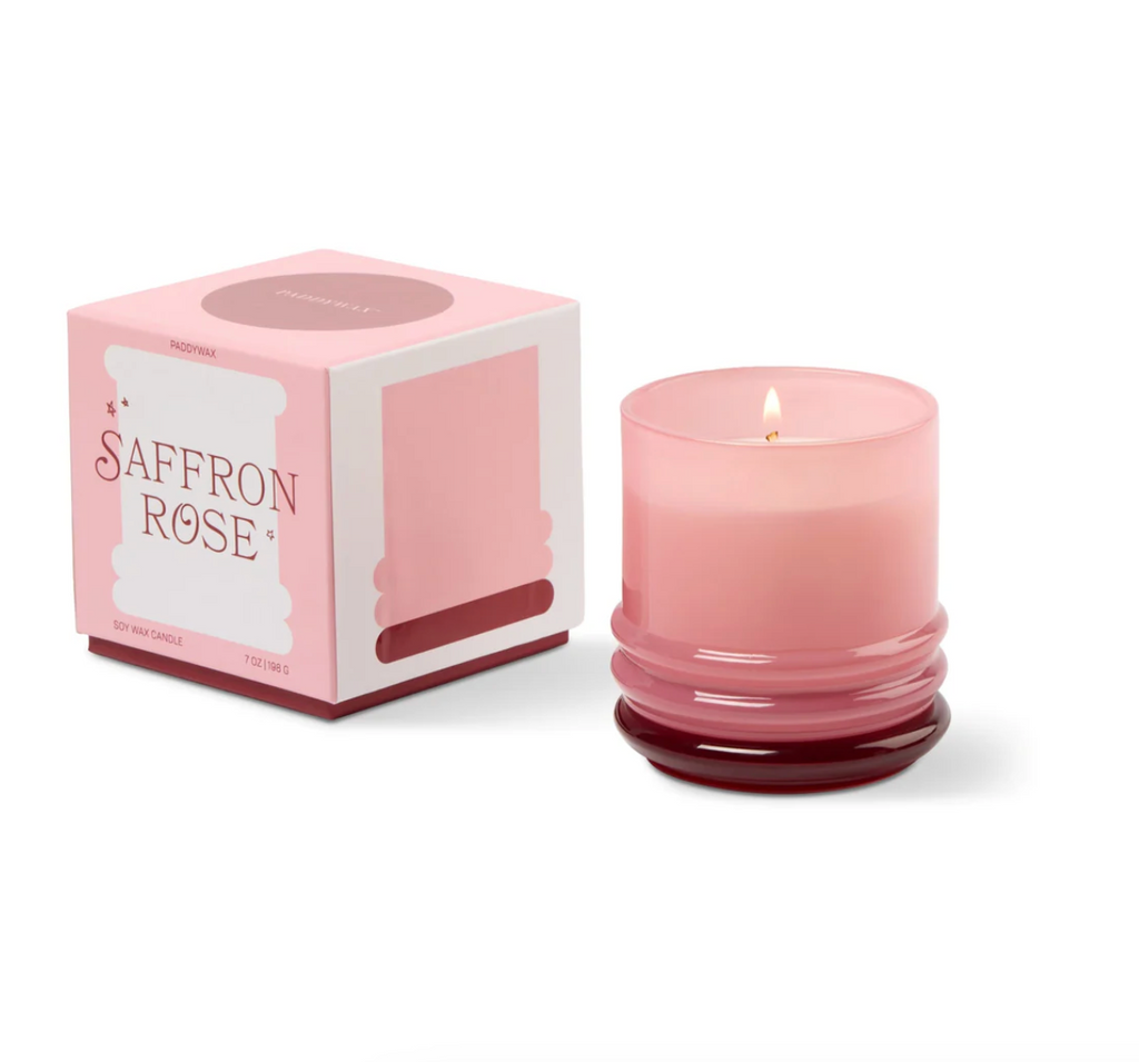Paddywax Glass Candle Pink and Red - Saffron Rose