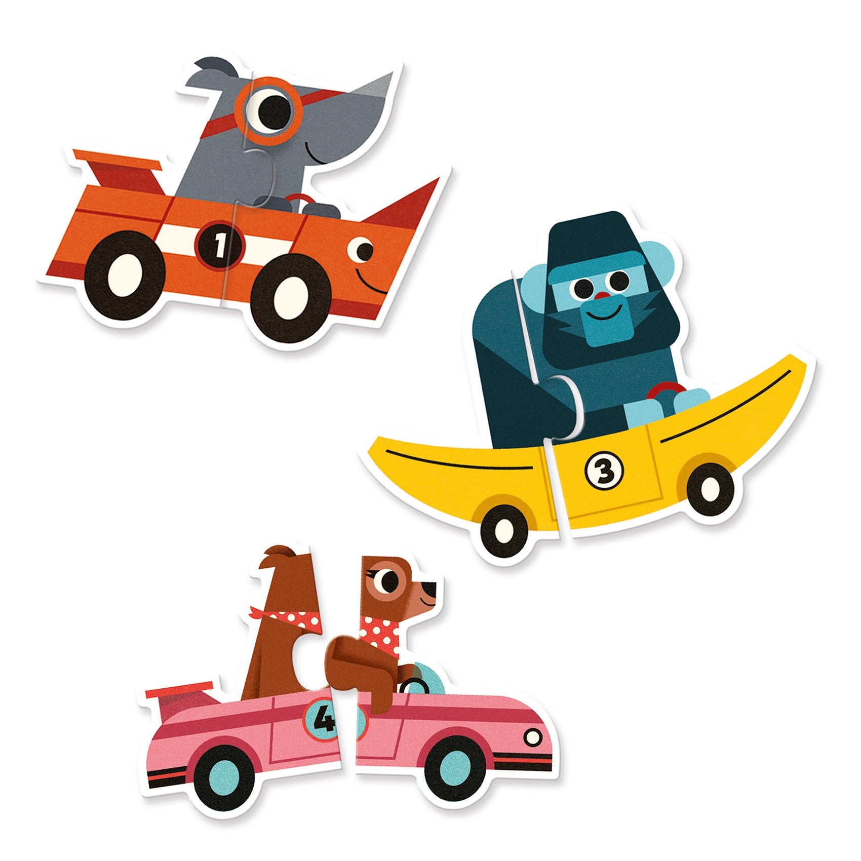 Djeco 10 Duo Puzzles - Racing Cars