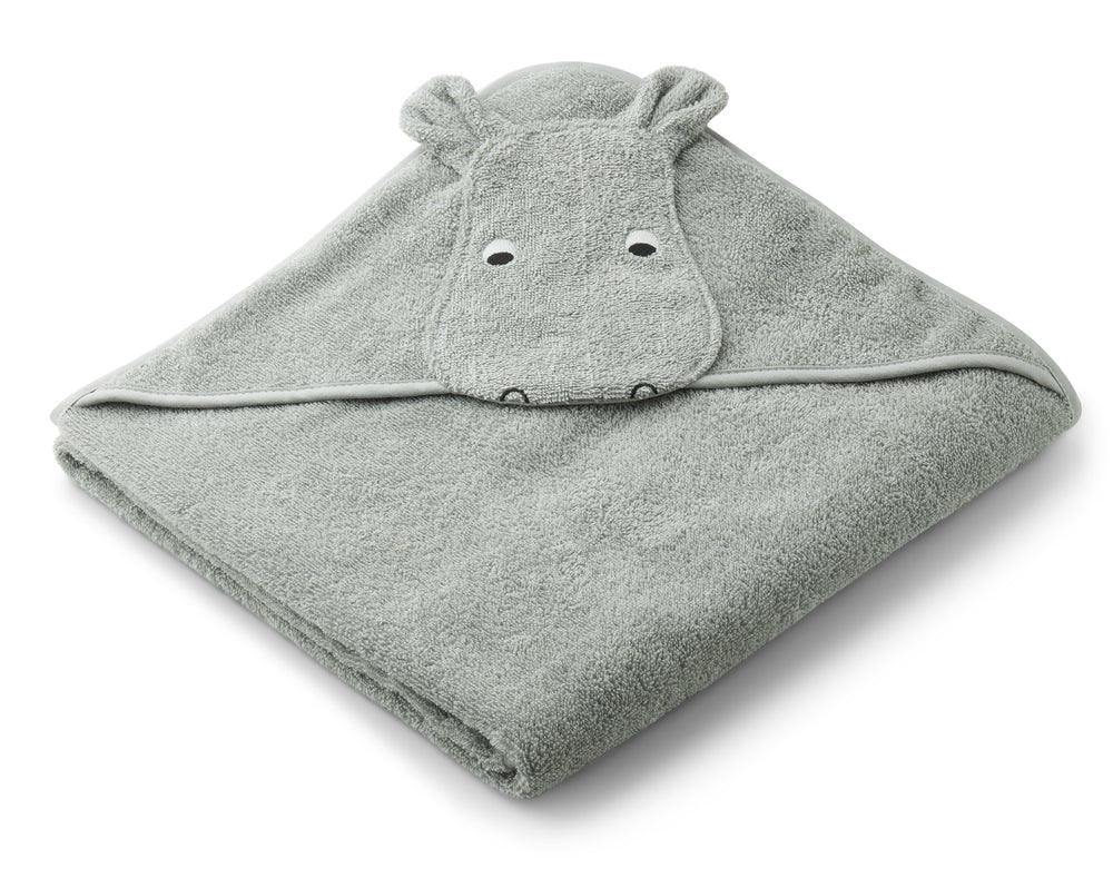 Liewood Albert Hooded Towel - Hippo Dove Blue