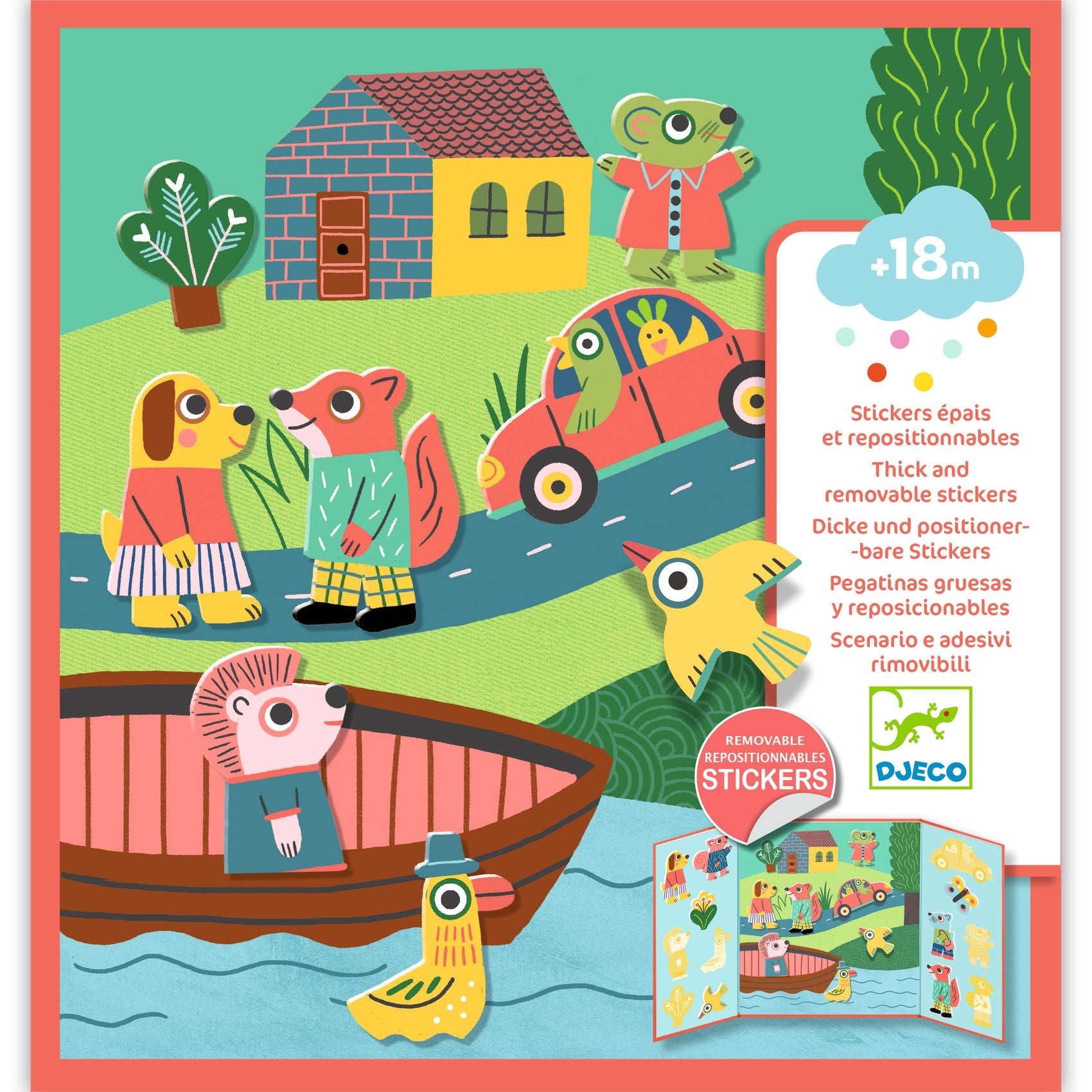 Djeco Easy To Peel Sticker Play Board - Animals