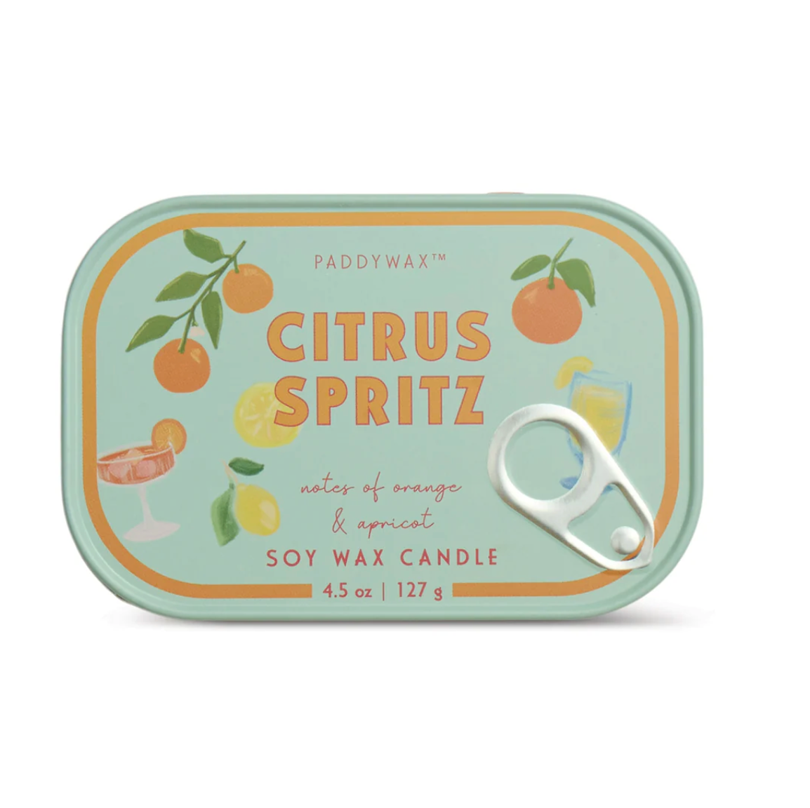 Paddywax Orange Printed Tin Candle - Orange Citrus Spritz