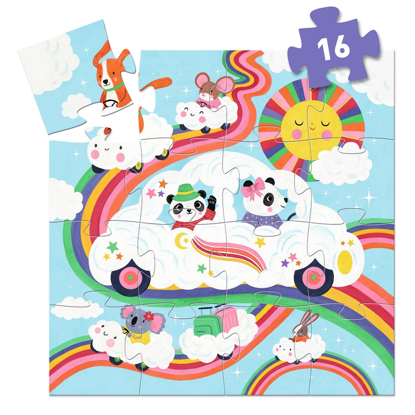 Djeco Silhouette Puzzles - Cloud Car - 16 pcs