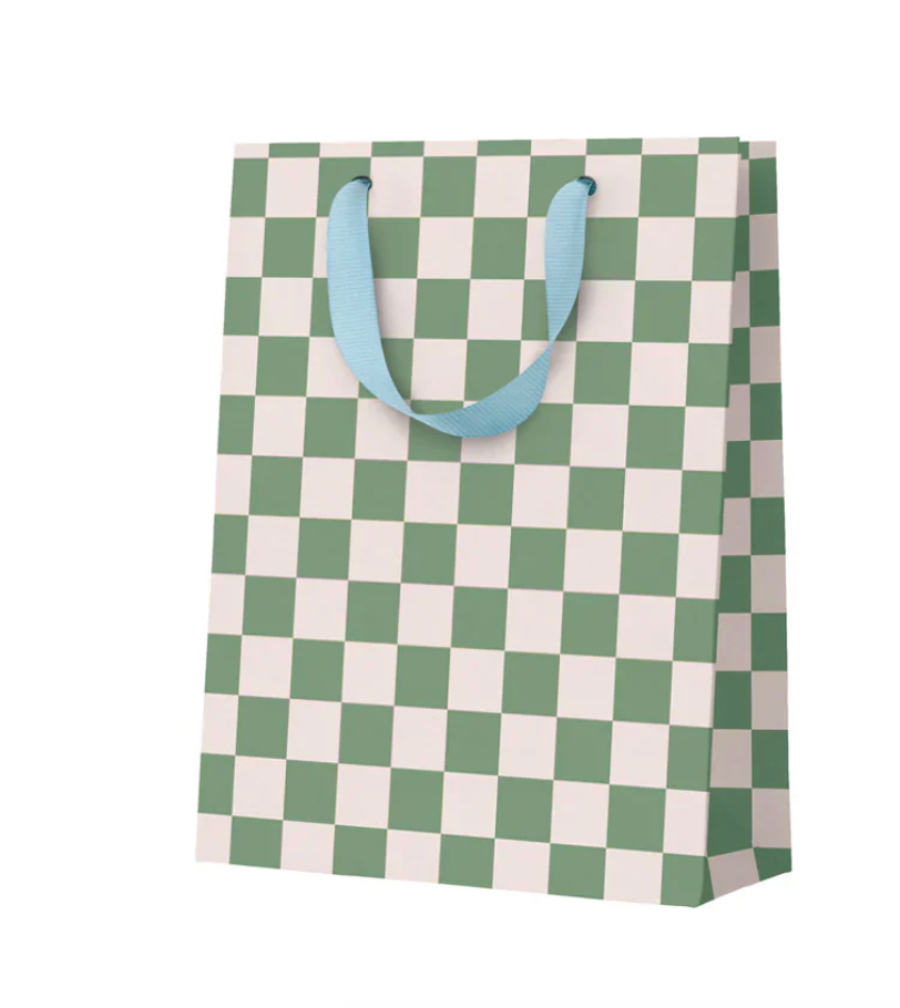 Ohh Deer Khaki Checkerboard Small Gift Bag