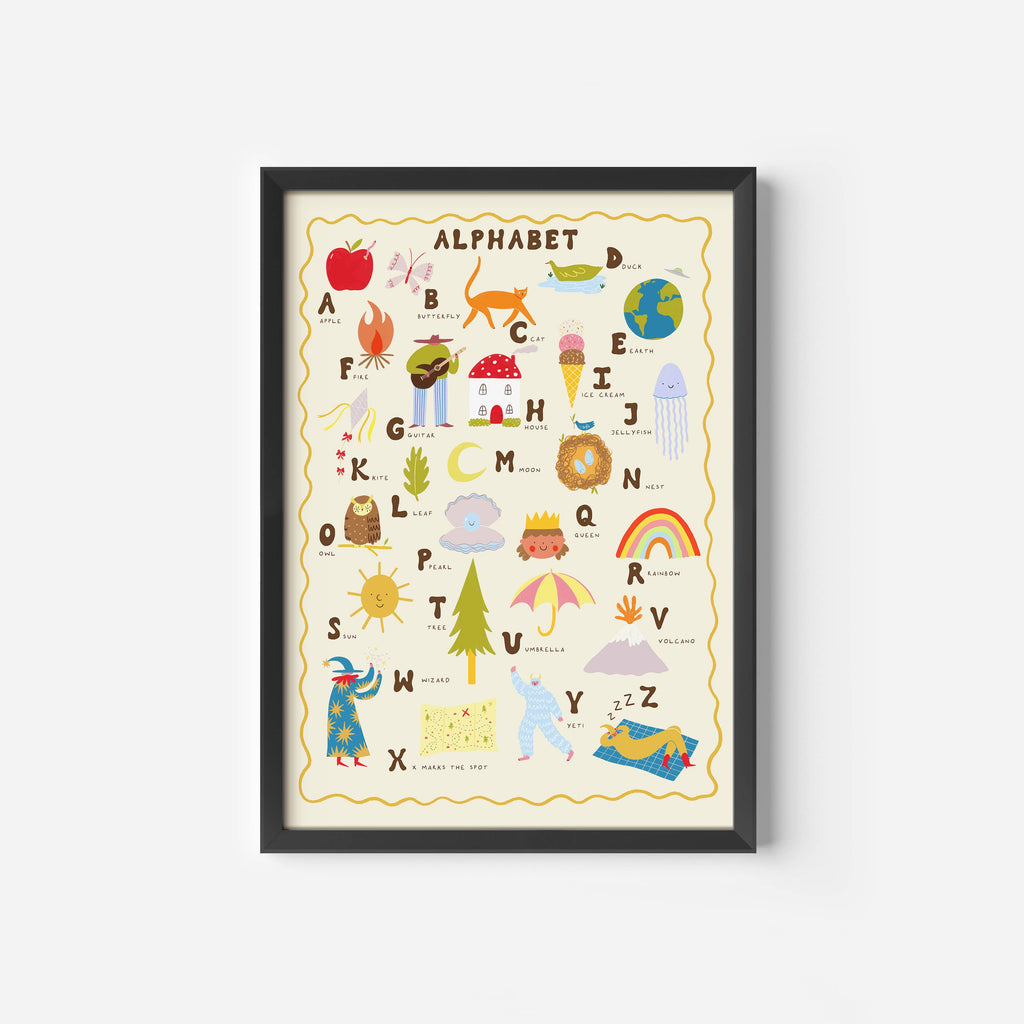 Illustrated Alphabet Art Print | Children's Wall Art | Kids