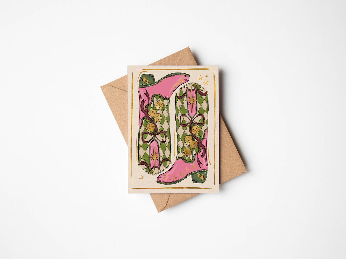 Fa la la la la, Christmas Festive Boots Foil Card