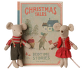 Maileg Christmas twin mice, Little sister and brother in book